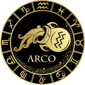 Golden Aquarius zodiac symbol in center of circular zodiac wheel with all twelve signs. — Aquarius PNG
