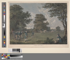 Archery by James Heath, in Hand colored engraving. Download this artwork as a high-resolution wallpaper for desktop, tablet, or mobile. — Art Picture