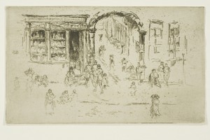 Archway, Brussels by James McNeill Whistler, created 1887, in Etching with foul biting in black ink on cream laid paper. Download this artwork as a high-resolut — Illustration Wallpaper