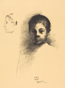 Ari by Odilon Redon, created 1898, in lithograph. Download this artwork as a high-resolution wallpaper for desktop, tablet, or mobile. — Odilon Redon Wallpaper