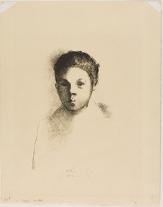 Arï by Odilon Redon, created 1898, in Lithograph in black on heavy cream wove paper. Download this artwork as a high-resolution wallpaper for desktop, tablet, o — Odilon Redon Wallpaper