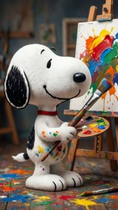 Snoopy schildert een meesterwerk