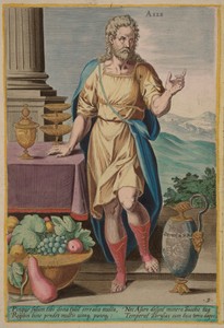 Aser by Johann Sadeler (I), created c. 1585; published 1643, in hand-colored engraving on laid paper. Download this artwork as a high-resolution wallpaper for d — Art Picture