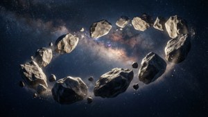 Zero Point entouré de roches flottantes dans l'espace