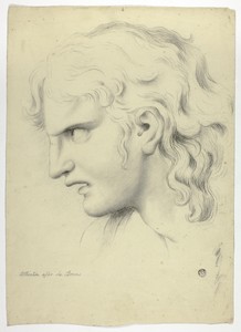 Attention by John Downman, created n.d., in Charcoal with stumping on cream laid paper. Download this artwork as a high-resolution wallpaper for desktop, tablet — John Downman Wallpaper