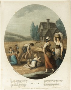 August by Francesco Bartolozzi, created August 30, 1793, in Color stipple engraving on paper. Download this artwork as a high-resolution wallpaper for desktop, — Art Picture