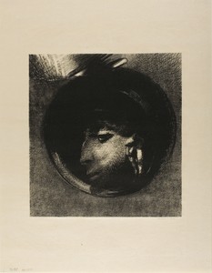 Auricular Cell by Odilon Redon, created 1894, in Lithograph, with scraping on stone, in black on tan Japanese paper. Download this artwork as a high-resolution — Odilon Redon Wallpaper