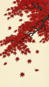 Nakamura Hōchū Tapete eines roten Ahornzweigs im Herbst, Porträtstil