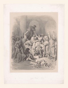 Bacchanaal by Gustave Doré, created 1845 - 1875, in paper; chine collé; lithography. Download this artwork as a high-resolution wallpaper for desktop, tablet, o