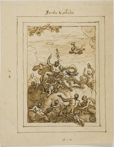 Bacchus and Ariadne by Sir James Thornhill, created n.d., in Pen and brown ink with brush and brown wash, over graphite, on cream laid paper. Download this artw — Illustration Wallpaper