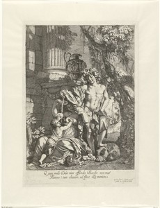 Bacchus by Gerard de Lairesse, created 1675 - 1680, in paper; etching. Download this artwork as a high-resolution wallpaper for desktop, tablet, or mobile. — Gerard de Lairesse Wallpaper