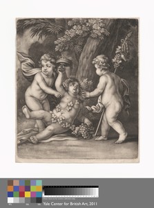 Bacchus by Bernard Lens II, in Mezzotint on medium, slightly textured, beige laid paper. Download this artwork as a high-resolution wallpaper for desktop, table — Bernard Lens II Wallpaper