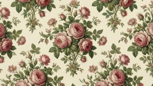 Sich wiederholendes Rosen- und Blattmuster, Bachelier Tapetendesign