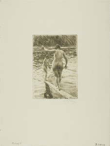 Balance by Anders Zorn, created 1919, in Etching on ivory laid paper. Download this artwork as a high-resolution wallpaper for desktop, tablet, or mobile. — Illustration Wallpaper