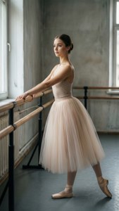 Elegant balletdanser Hilde Schbeiker i studiet