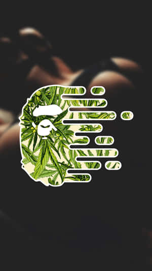 A green cannabis leaf ape head logo with motion blur effect. — Bape iPhone Picture