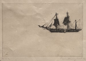 Bark Refitting by Francis Seymour Haden, created 1865, in etching and drypoint. Download this artwork as a high-resolution wallpaper for desktop, tablet, or mob — Art Picture
