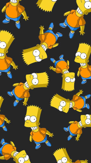 Padrão repetitivo do personagem de desenho animado Bart Simpson em fundo preto. — Webb Simpson Papéis de Parede