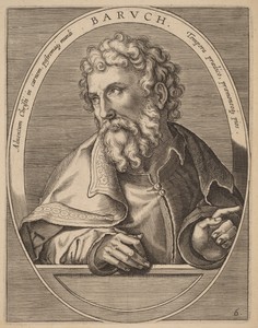 Baruch by Theodoor Galle, created published 1613, in engraving on laid paper. Download this artwork as a high-resolution wallpaper for desktop, tablet, or mobil — Theodoor Galle Wallpaper