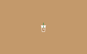 A simple white iced coffee cup with green straw on tan background. — Landscape Wallpaper