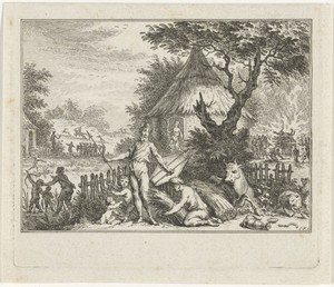 Bataafse nederzetting by Simon Fokke, created 1722 - 1784, in paper; etching. Download this artwork as a high-resolution wallpaper for desktop, tablet, or mobil — Simon Fokke Wallpaper