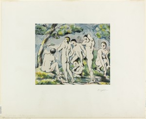 Bathers by Paul Cezanne, created published 1897, in Color lithograph on ivory China paper, laid down on ivory wove card. Download this artwork as a high-resolut — Illustration Background
