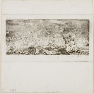 Battle by Odilon Redon, created 1865, in Etching on white wove paper. Download this artwork as a high-resolution wallpaper for desktop, tablet, or mobile. — Odilon Redon Wallpaper