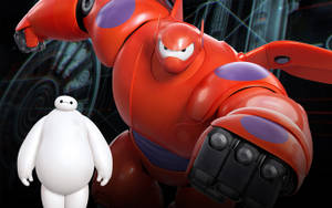 Robot Baymax dan Baymax kecil di lingkungan futuristik
