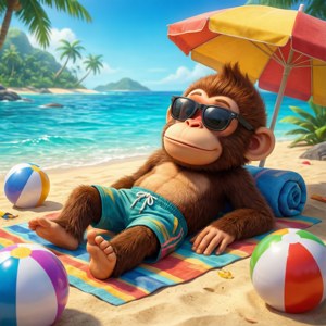 Ontspannende strandaap van Bloons TD 6 op een tropisch eiland.