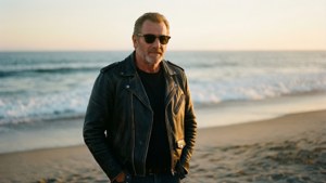 Uncle Luke standing by the Miami beach at sunset wearing a leather jacket — Uncle luke Wallpaper