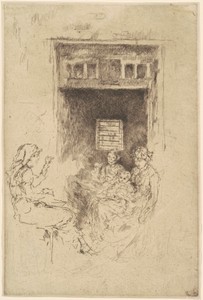 Bead-Stringers by James McNeill Whistler, created 1880, in etching and drypoint in black on laid paper. Download this artwork as a high-resolution wallpaper for — Art Wallpaper
