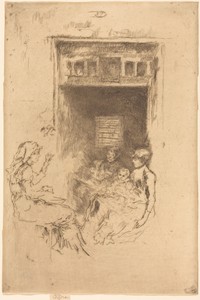 Bead-Stringers by James McNeill Whistler, created 1879/1880, in etching and drypoint in dark brown on Asian laid paper. Download this artwork as a high-resoluti — James McNeill Whistler Wallpaper