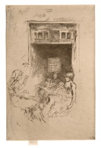 Bead Stringers by James McNeill Whistler, created 1880, in Etching and drypoint with foul biting in black ink on ivory laid paper. Download this artwork as a hi — Illustration Wallpaper