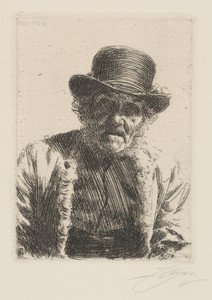 Beadle by Anders Zorn, created 1911, in etching. Download this artwork as a high-resolution wallpaper for desktop, tablet, or mobile. — Art Picture