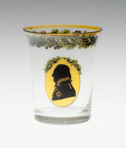 Beaker by Samuel Mohn, created 1814, in Glass; blown, enameled, gold and silver foil decoration. Download this artwork as a high-resolution wallpaper for deskto — Samuel Mohn Wallpaper