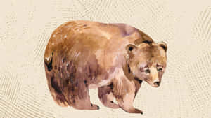 En brun bjørn illustreret i akvarel på en struktureret beige baggrund. — Bjørn Baggrunde Wallpapers
