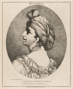 Beatrice by John Hamilton Mortimer, created 1776, in etching on wove paper. Download this artwork as a high-resolution wallpaper for desktop, tablet, or mobile. — John Hamilton Mortimer Wallpaper