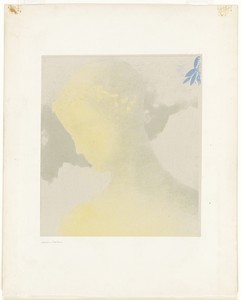 Beatrice by Odilon Redon, created 1897, in Lithograph in yellow, blue, and green on light gray China paper laid down on cream wove paper. Download this artwork 