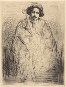 Becquet by James McNeill Whistler, created 1859, in etching and drypoint on Asian laid paper. Download this artwork as a high-resolution wallpaper for desktop, — Art Wallpaper