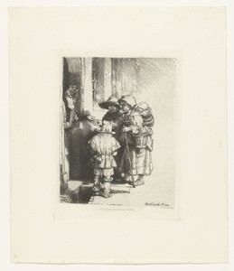Bedelaars by Johannes Arnoldus Boland, created 1874, in paper; etching. Download this artwork as a high-resolution wallpaper for desktop, tablet, or mobile. — Johannes Arnoldus Boland Wallpaper