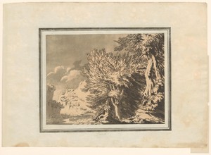 Beech by John Robert Cozens, created 1789, in paper; soft-ground etching; aquatint. Download this artwork as a high-resolution wallpaper for desktop, tablet, or