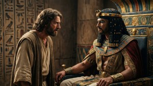 Moïse et Aaron confrontant le Pharaon à la cour égyptienne