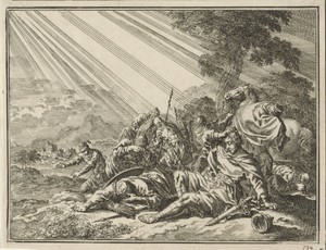 Bekering van Paulus by Jan Luyken, created 1712, in paper; etching. Download this artwork as a high-resolution wallpaper for desktop, tablet, or mobile. — Art Wallpaper