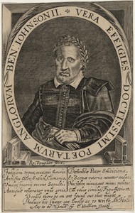 Ben Jonson by Robert Vaughan, created published 1630, in engraving. Download this artwork as a high-resolution wallpaper for desktop, tablet, or mobile.