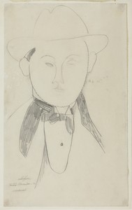 Benito by Amedeo Modigliani, created 1916, in Graphite on ivory wove paper, dry-mounted to ivory wove card. Download this artwork as a high-resolution wallpaper — Illustration Wallpaper
