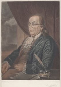 Benjamin Franklin by Max Rosenthal, created 1901, in color mezzotint on China paper. Download this artwork as a high-resolution wallpaper for desktop, tablet, o — Max Rosenthal Wallpaper