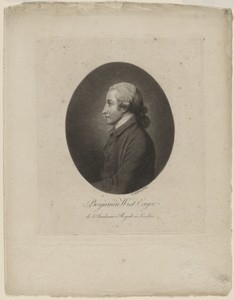 Benjamin West by Jonathan Spilsbury, created c. 1765, in Mezzotint and line engraving on paper. Download this artwork as a high-resolution wallpaper for desktop — Jonathan Spilsbury Wallpaper