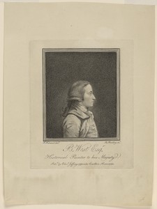 Benjamin West by Burnet Reading, created 1792, in Stipple engraving. Download this artwork as a high-resolution wallpaper for desktop, tablet, or mobile. — Portrait Background