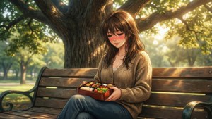 Amane Fujimiya partage un déjeuner bento dans un parc ensoleillé