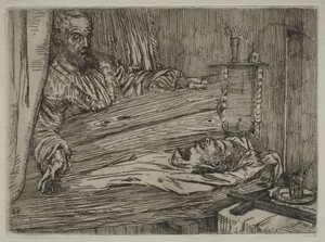 Bérénice by Alphonse Legros, created 1861, in etching. Download this artwork as a high-resolution wallpaper for desktop, tablet, or mobile. — Alphonse Legros Wallpaper